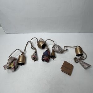 MATR BOOMIE Artisan Handcrafted Rustic Hand Tuned Bell Hanging Garland Decor NWT